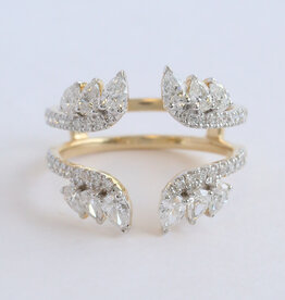 American Jewelry 14k Yellow Gold 1.53ctw LG Diamond Pear and Round Open Wrap Ring Guard (Size 7)
