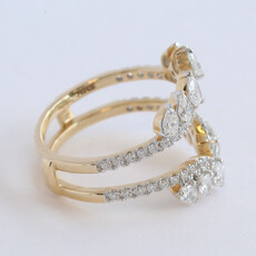 American Jewelry 14k Yellow Gold 1.53ctw Diamond Pear and Round Open Wrap Ring Guard (Size 7)