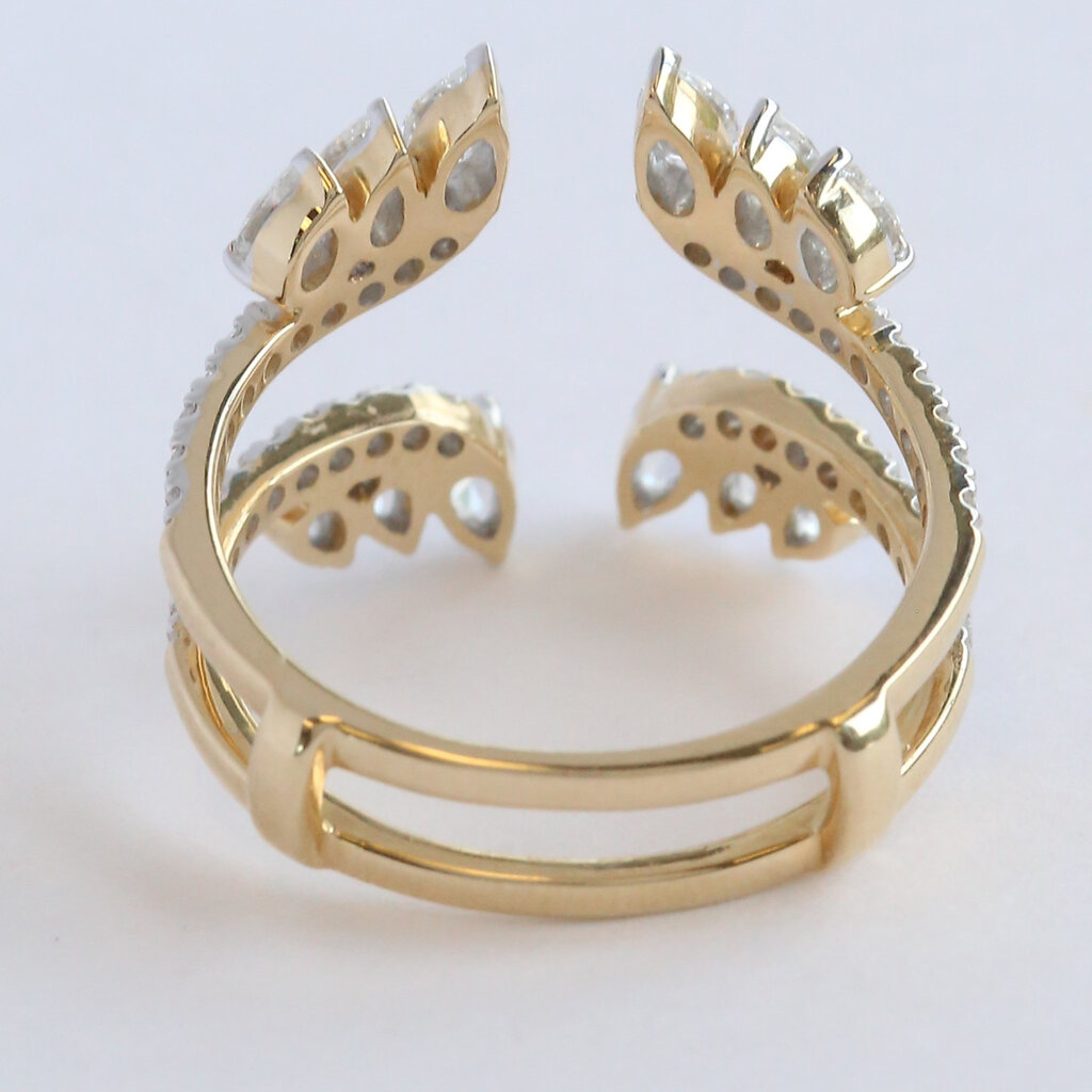 American Jewelry 14k Yellow Gold 1.53ctw Diamond Pear and Round Open Wrap Ring Guard (Size 7)