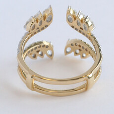 American Jewelry 14k Yellow Gold 1.53ctw LG Diamond Pear and Round Open Wrap Ring Guard (Size 7)