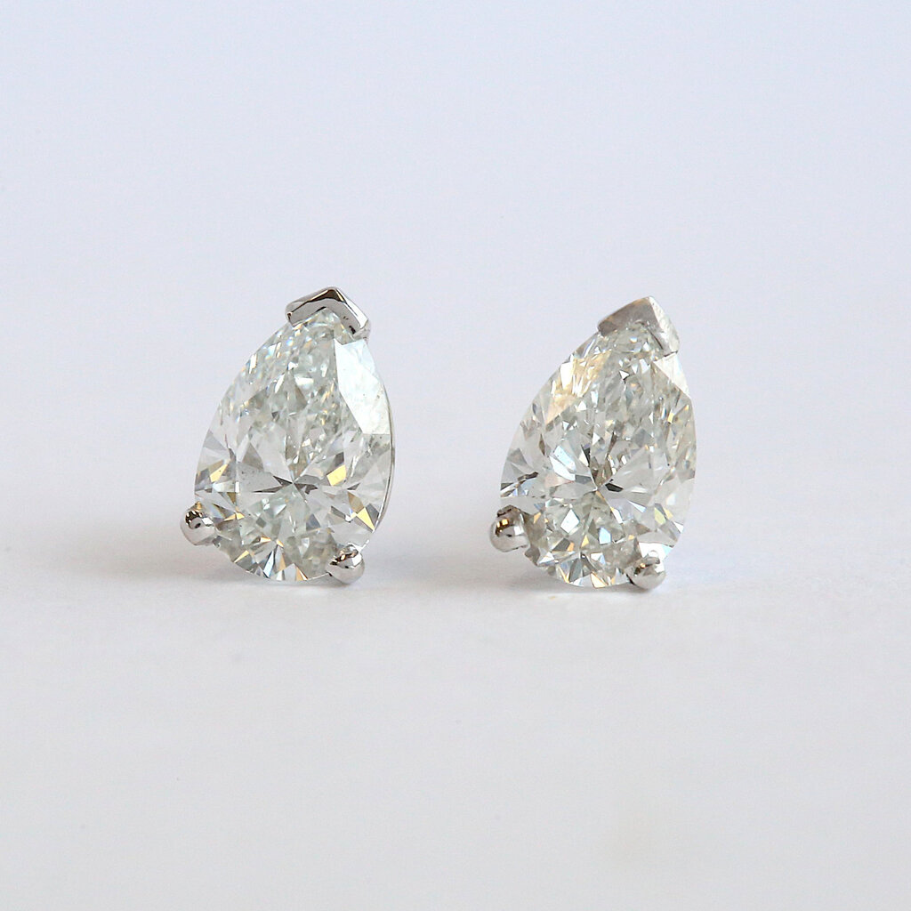 American Jewelry 14k White Gold 1.40ctw F/SI1 GIA Pear Diamond Solitaire Stud Earrings