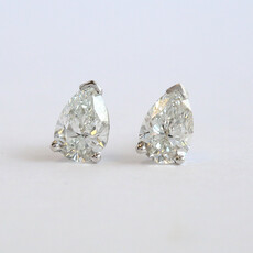 American Jewelry 14k White Gold 1.40ctw F/SI1 GIA Pear Diamond Solitaire Stud Earrings