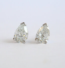 American Jewelry 14k White Gold 1.40ctw F/SI1 GIA Pear Diamond Solitaire Stud Earrings