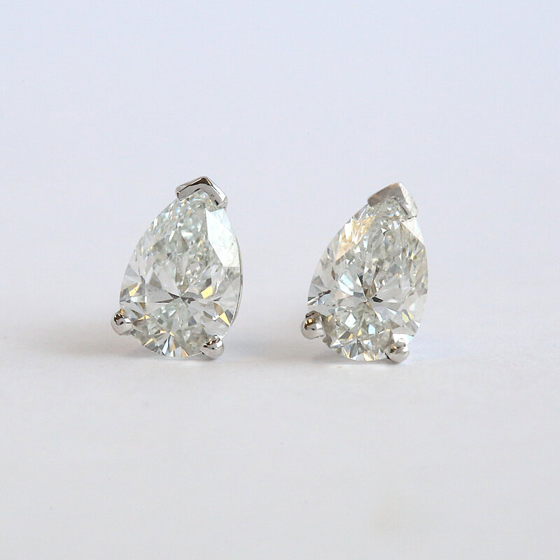 American Jewelry 14k White Gold 1.40ctw F/SI1 GIA Pear Diamond Solitaire Stud Earrings