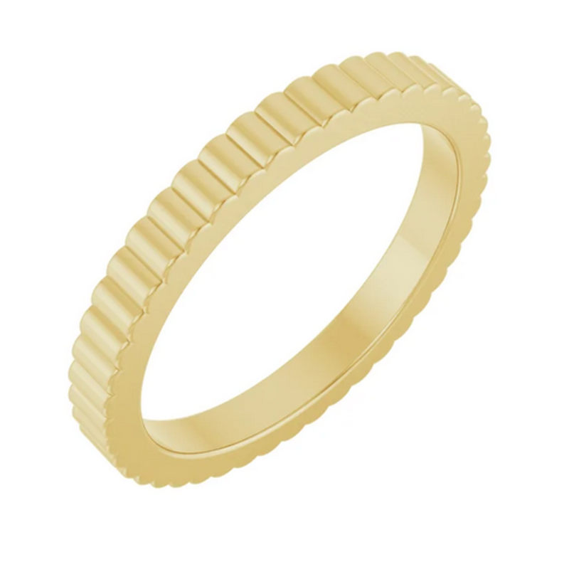 American Jewelry 14k Gold 2mm Grooved Band