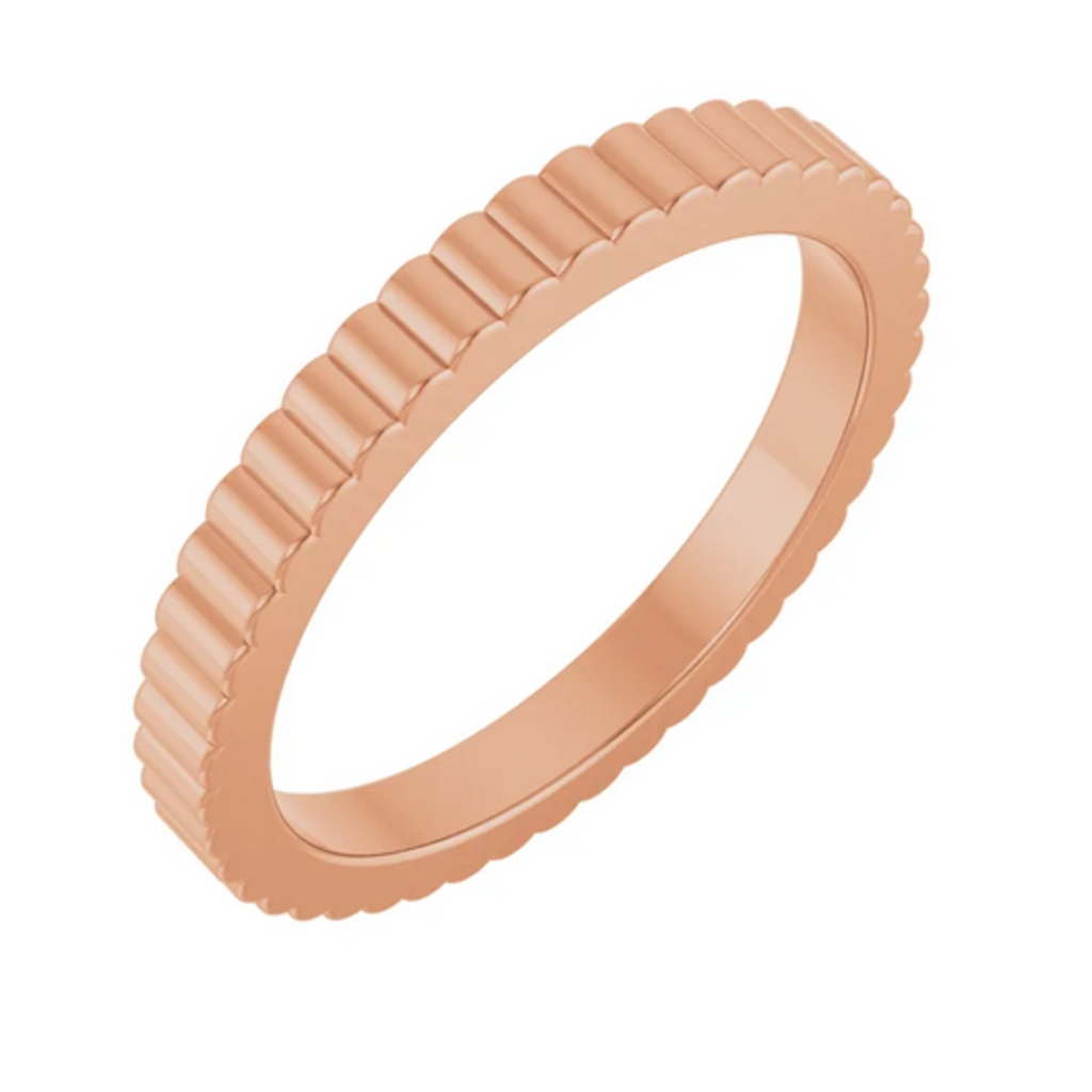 American Jewelry 14k Gold 2mm Grooved Band