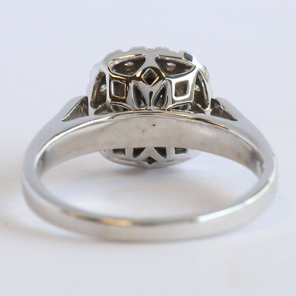 American Jewelry 14k White Gold 1.70ctw (1.45 Ctr) Round Black Diamond Cushion Halo Engagement Ring (Size 7)