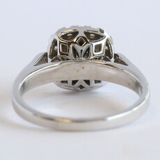 American Jewelry 14k White Gold 1.70ctw (1.45 Ctr) Round Black Diamond Cushion Halo Engagement Ring (Size 7)