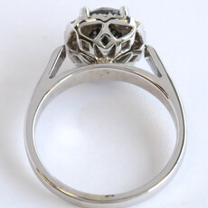 American Jewelry 14k White Gold 1.70ctw (1.45 Ctr) Round Black Diamond Cushion Halo Engagement Ring (Size 7)