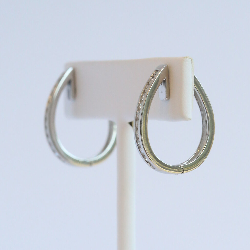 American Jewelry ESTATE Platinum 1/2ctw F/VS Diamond Leverback Oval Hoop Earrings