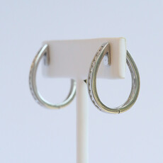 American Jewelry ESTATE Platinum 1/2ctw F/VS Diamond Leverback Oval Hoop Earrings