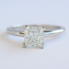 American Jewelry 14k White Gold 1.52ct K/SI2 GIA Princess Cut Solitaire Engagement Ring