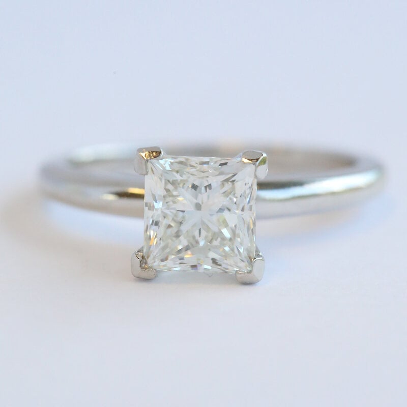 American Jewelry 14k White Gold 1.52ct K/SI2 GIA Princess Cut Solitaire Engagement Ring