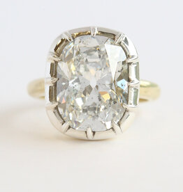 American Jewelry 18k Yellow Gold 8.14ct IGI  F/SI2 Elongated Cushion Diamond Ring