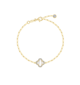 Lafonn Lafonn Sterling Silver Gold Plated Mother-Of-Pearl Paperclip Bracelet (7")