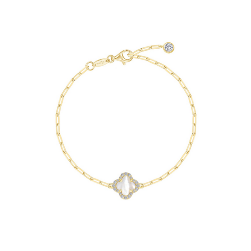 Lafonn Lafonn Sterling Silver Gold Plated Mother-Of-Pearl Paperclip Bracelet (7")