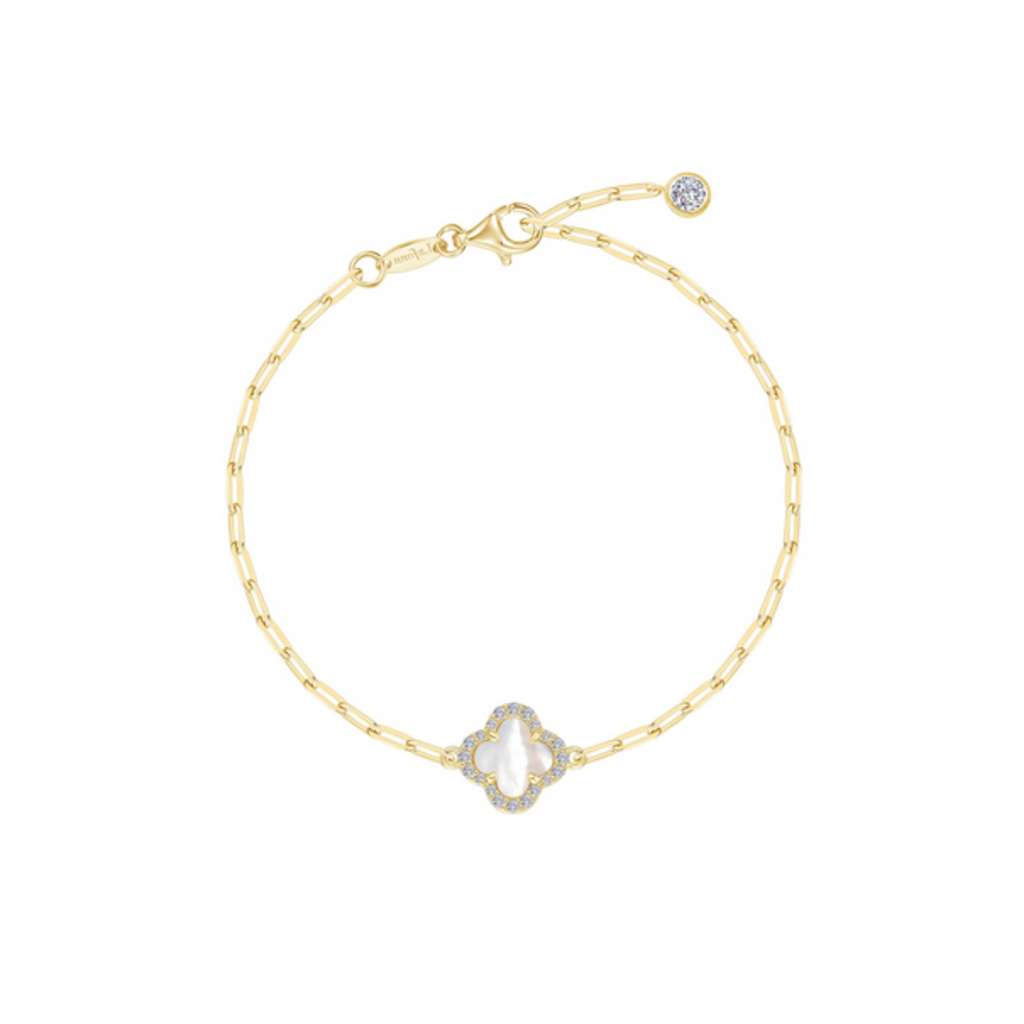 Lafonn Lafonn Sterling Silver Gold Plated Mother-Of-Pearl Paperclip Bracelet (7")