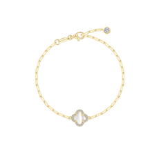 Lafonn Lafonn Sterling Silver Gold Plated Mother-Of-Pearl Paperclip Bracelet (7")