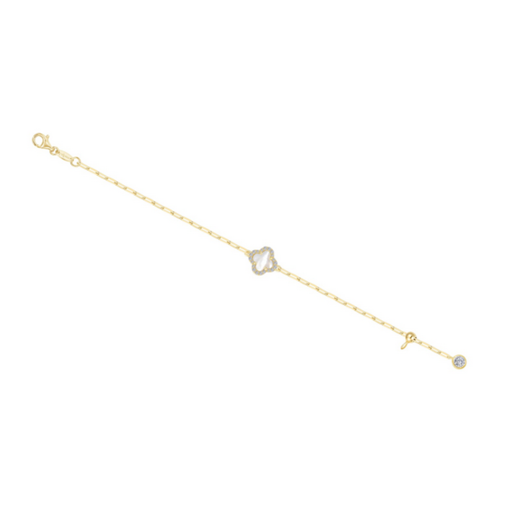 Lafonn Lafonn Sterling Silver Gold Plated Mother-Of-Pearl Paperclip Bracelet (7")