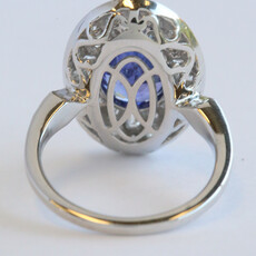 American Jewelry 14k White Gold 2.76ct Tanzanite 1.08ctw Diamond Baguette & Round Oval Halo Ring