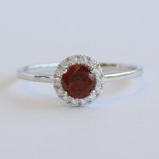 American Jewelry 14k White Gold .67ct Garnet .10ctw Diamond Round Halo Ring