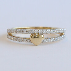 American Jewelry 14k Yellow Gold .25ctw Diamond Double Heart Ring