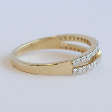 American Jewelry 14k Yellow Gold .25ctw Diamond Double Heart Ring