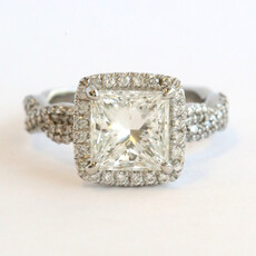 American Jewelry Platinum 3.50ctw (3.01 H/VVS2 GIA Ctr) Princess Diamond Halo Infinity Engagement Ring