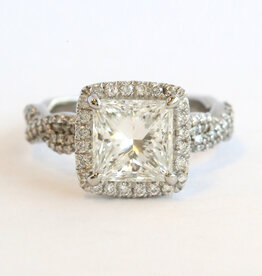 American Jewelry Platinum 3.50ctw (3.01 H/VVS2 GIA Ctr) Princess Diamond Halo Infinity Engagement Ring