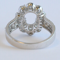 American Jewelry 14k White Gold 1.03ctw Diamond Oval Double Halo Semi Mount Engagement Ring