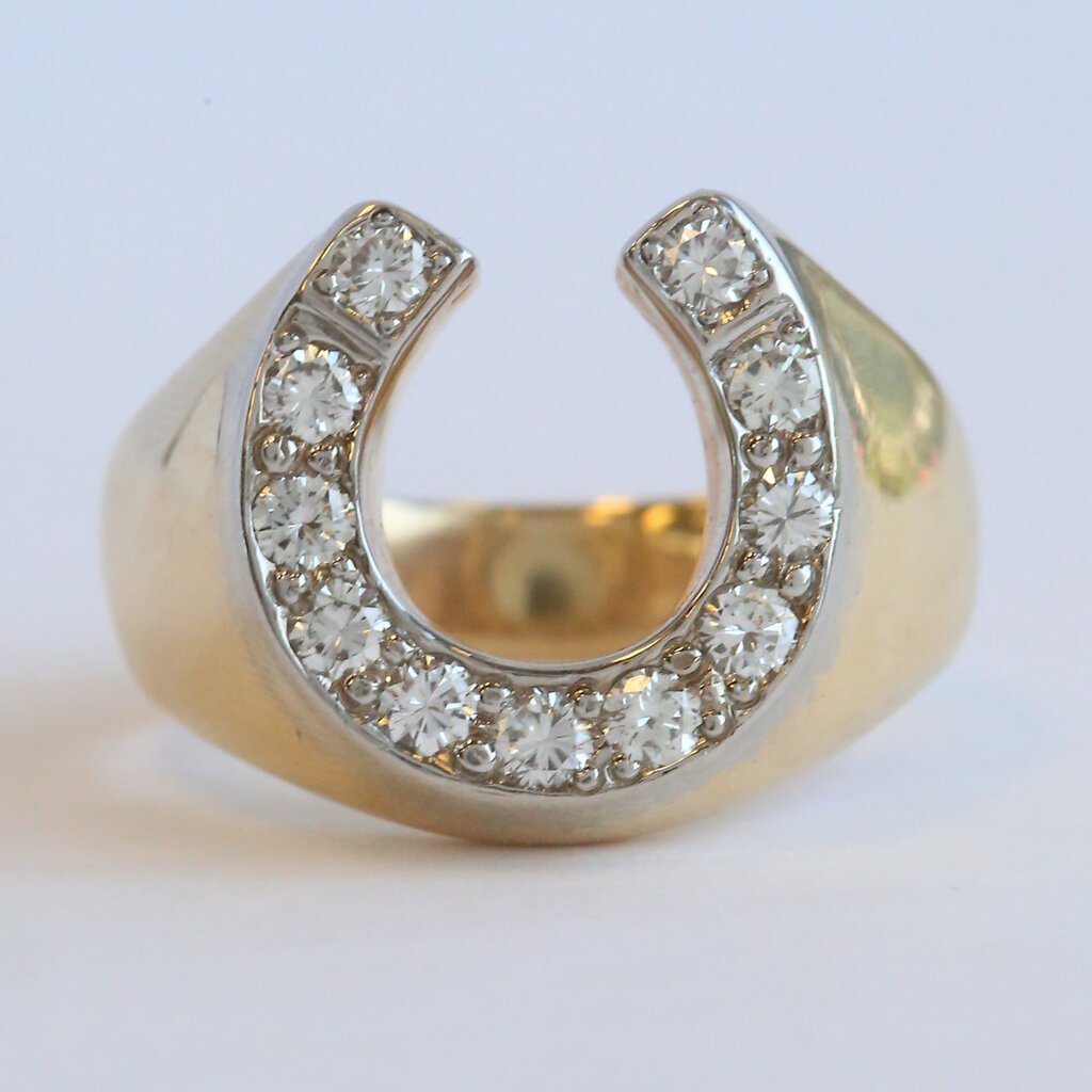 American Jewelry 14k Yellow Gold 3/4ctw Diamond Heavyweight Horseshoe Ring