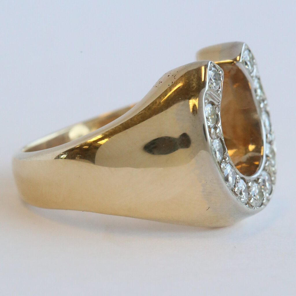 American Jewelry 14k Yellow Gold 3/4ctw Diamond Heavyweight Horseshoe Ring