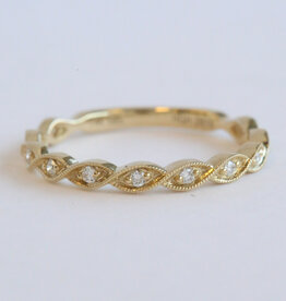 American Jewelry 14k Yellow Gold .10ctw Diamond Milgrain Twist Design Wedding Band