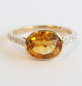 American Jewelry 14k Yellow 2.66ct Citrine .34ctw Diamond Bezel East to West Ring