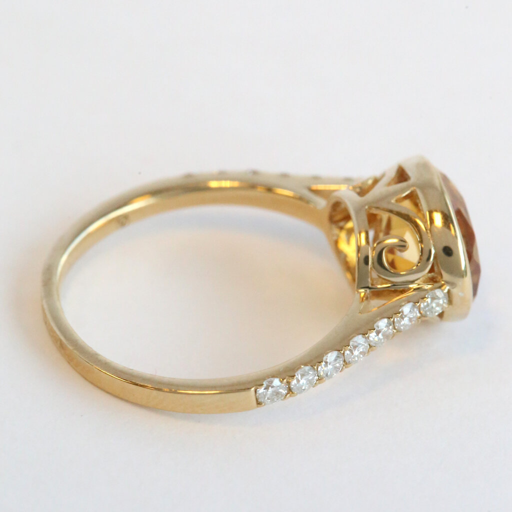 American Jewelry 14k Yellow 2.66ct Citrine .34ctw Diamond Bezel East to West Ring