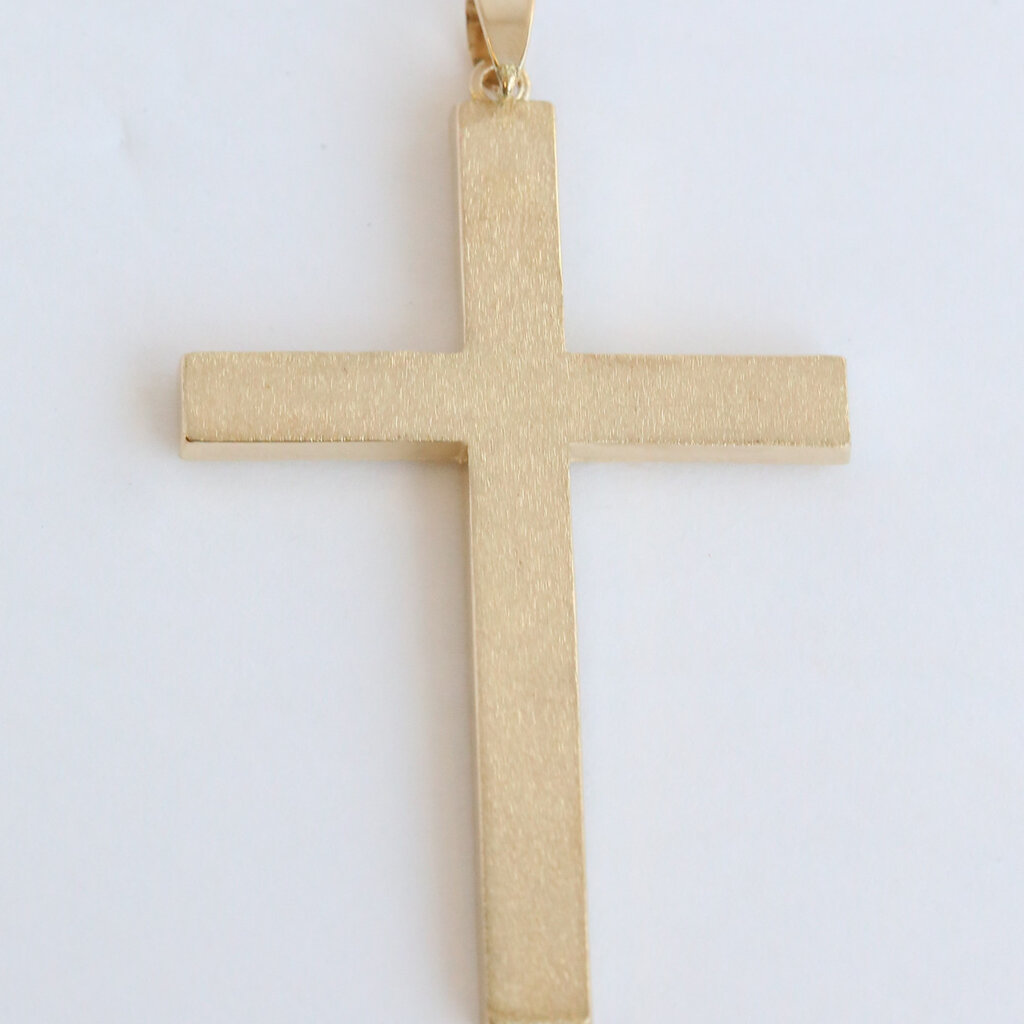 American Jewelry 14k Yellow Gold Large Sandblasted Cross Pendant (CHAIN NOT INCLUDED)