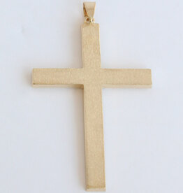 American Jewelry 14k Yellow Gold Large Sandblasted Cross Pendant (CHAIN NOT INCLUDED)