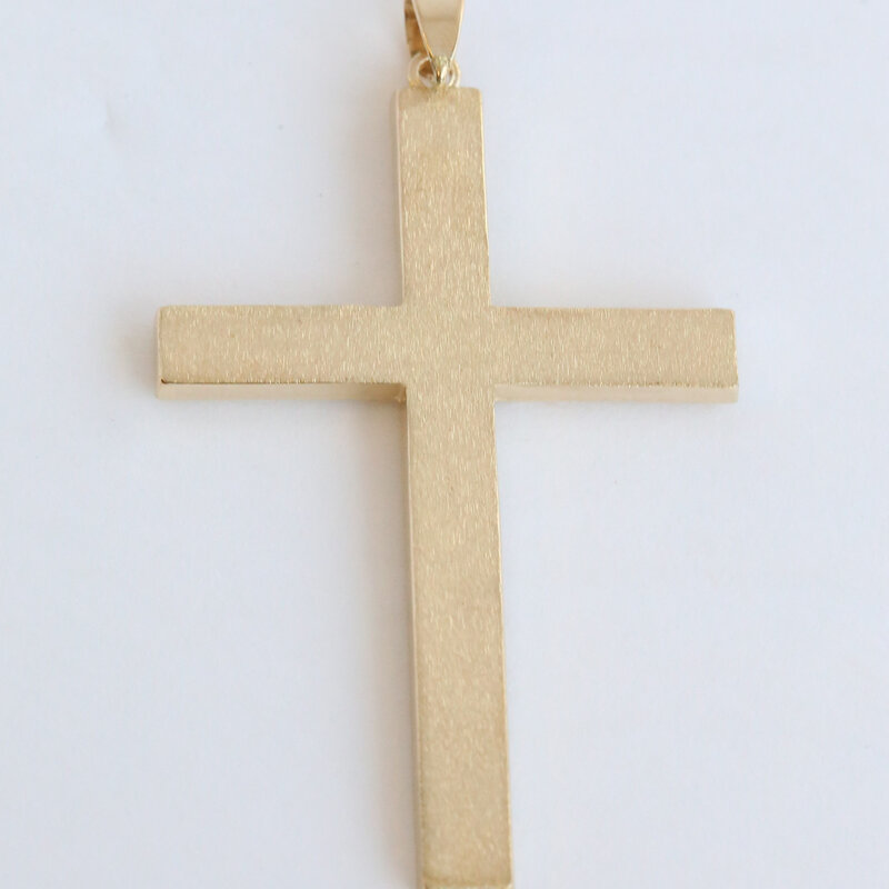 American Jewelry 14k Yellow Gold Large Sandblasted Cross Pendant (CHAIN NOT INCLUDED)