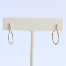 American Jewelry 14k Yellow Gold .21ctw Diamond Front Facing Pointed Hoop Earrings