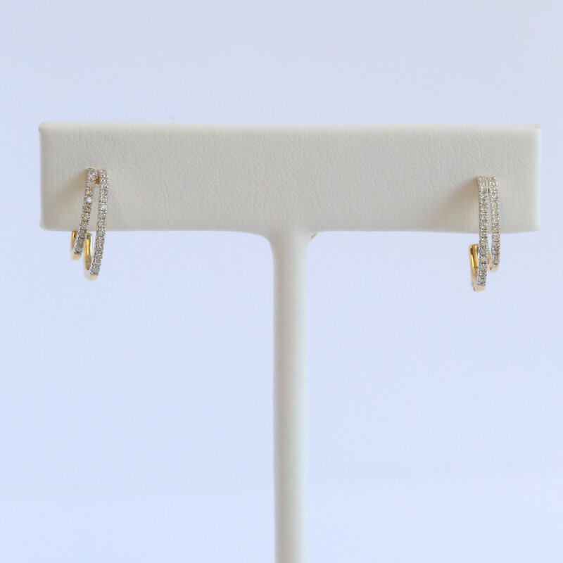 American Jewelry 10k Yellow Gold .21ctw Diamond Double Hoop Earrings