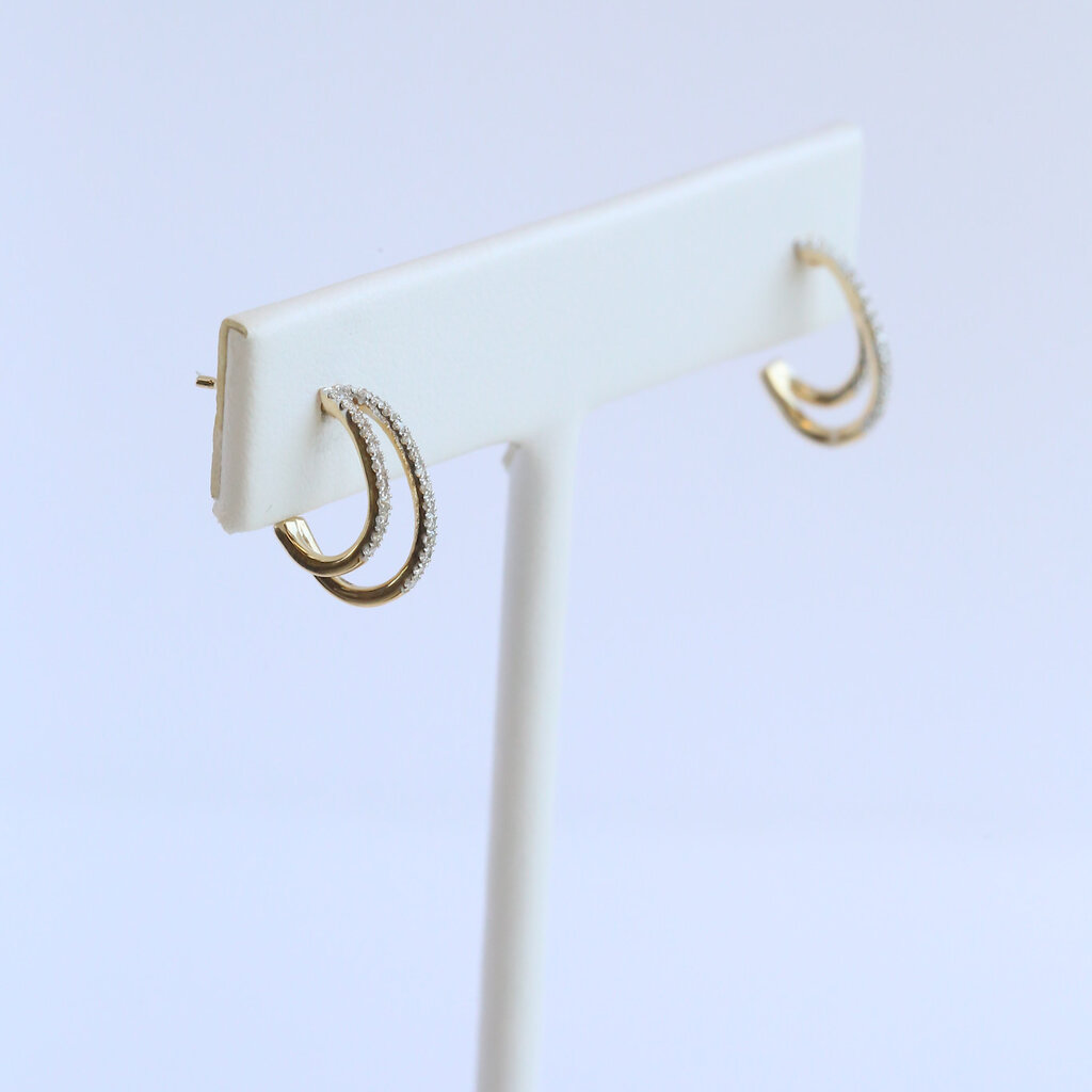 American Jewelry 10k Yellow Gold .21ctw Diamond Double Hoop Earrings