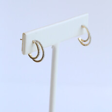 American Jewelry 10k Yellow Gold .21ctw Diamond Double Hoop Earrings