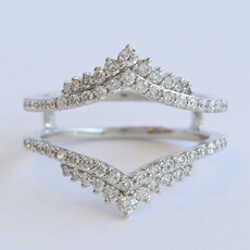 American Jewelry 14k White Gold .64ctw Diamond Double Row V Contour Ring Guard