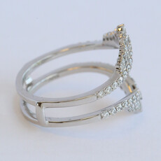 American Jewelry 14k White Gold .64ctw Diamond Double Row V Contour Ring Guard