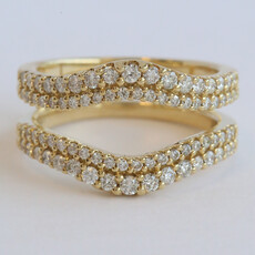 American Jewelry 14k Yellow Gold .85ctw Diamond Double Row Curved Contour Ring Guard