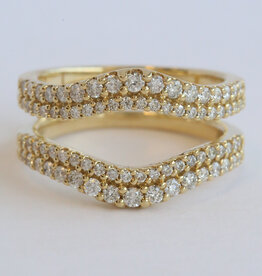 American Jewelry 14k Yellow Gold .85ctw Diamond Double Row Curved Contour Ring Guard