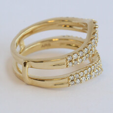 American Jewelry 14k Yellow Gold .85ctw Diamond Double Row Curved Contour Ring Guard
