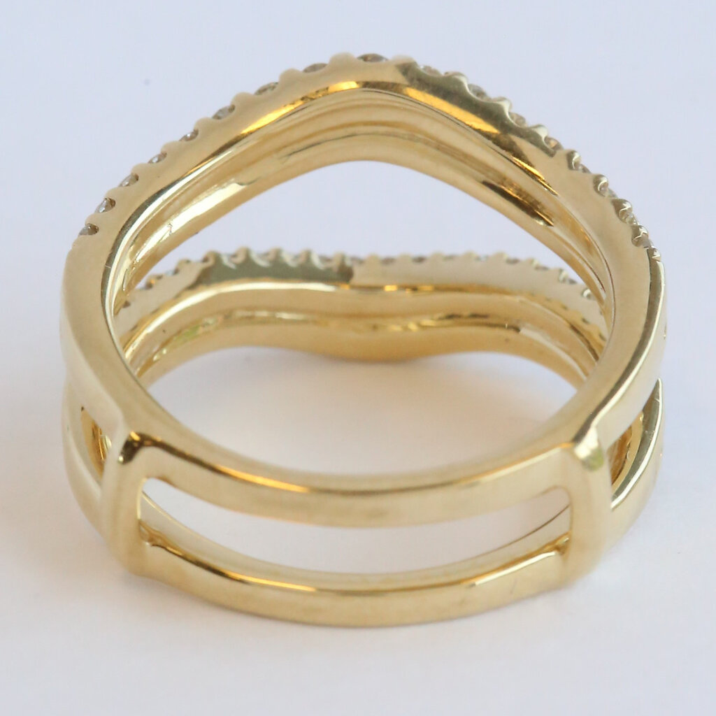 American Jewelry 14k Yellow Gold .85ctw Diamond Double Row Curved Contour Ring Guard
