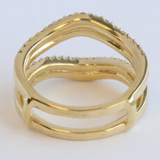 American Jewelry 14k Yellow Gold .85ctw Diamond Double Row Curved Contour Ring Guard