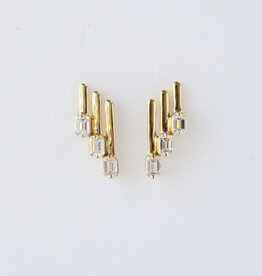 14k Yellow Gold .72ctw Emerlad Staggered Earrings